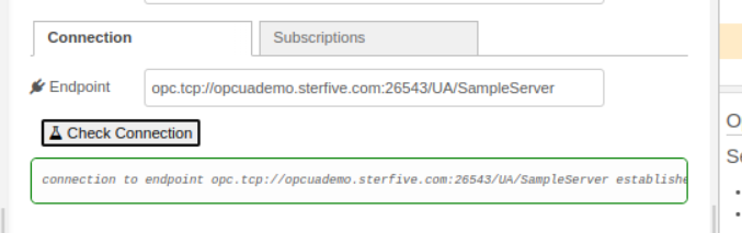 The check connection button - success